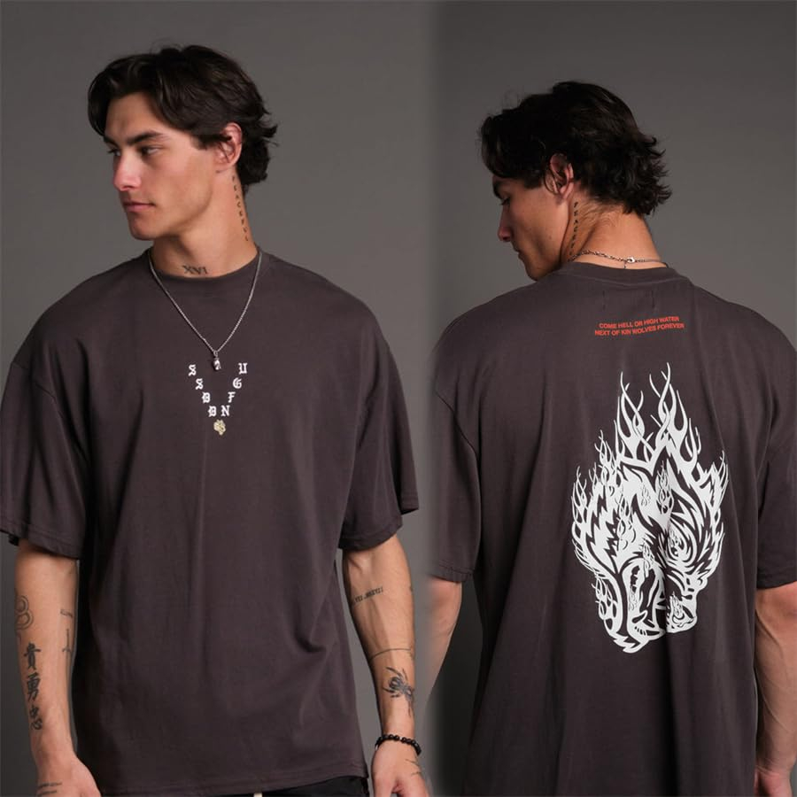 Classic Logo Flame Wolf Head G - Streetwear Gym Brand review and price