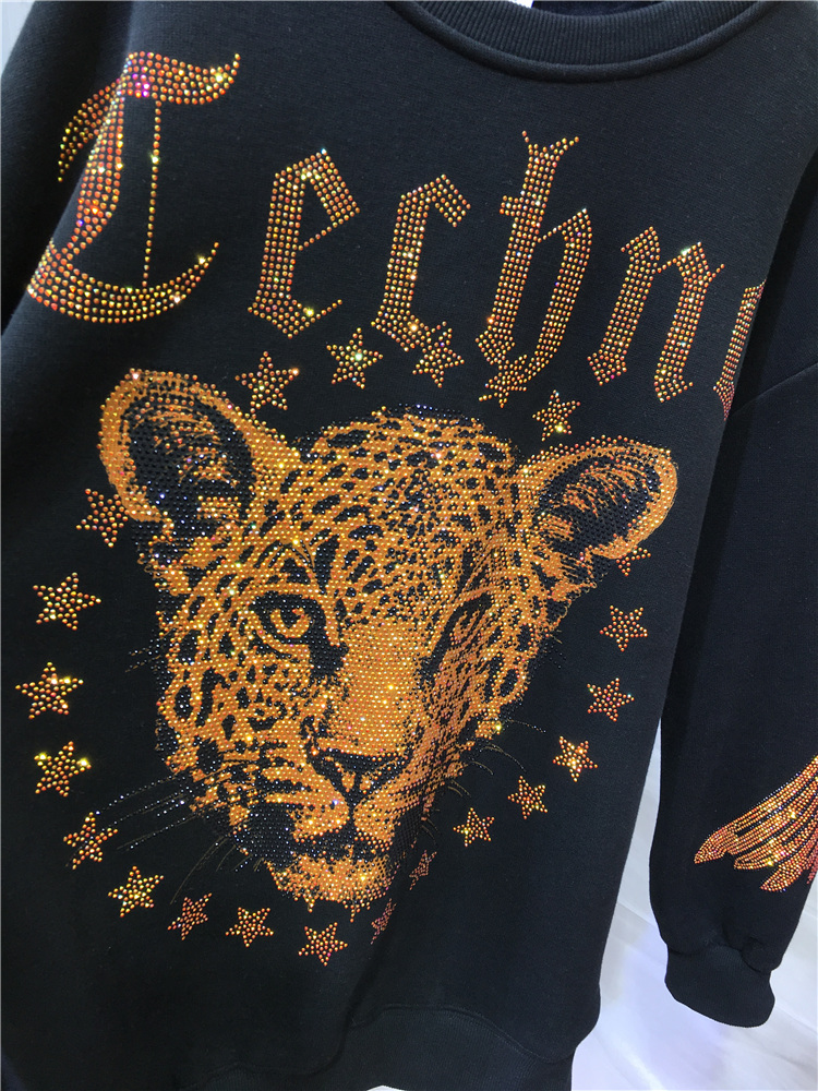Leopard Rhinestones L-4XL Plus - Streetwear Brand Clothing review and price