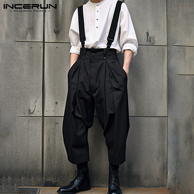 INCERUN Men Jumpsuits Solid Co - Streetwear Brand Clothing review and price