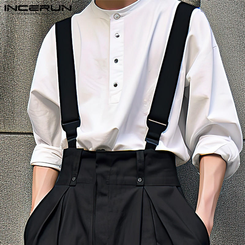 INCERUN Men Jumpsuits Solid Co - Streetwear Brand Clothing review and price