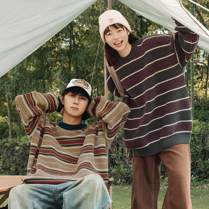 Korean Fashion Vintage Striped - Streetwear Brand England review and price